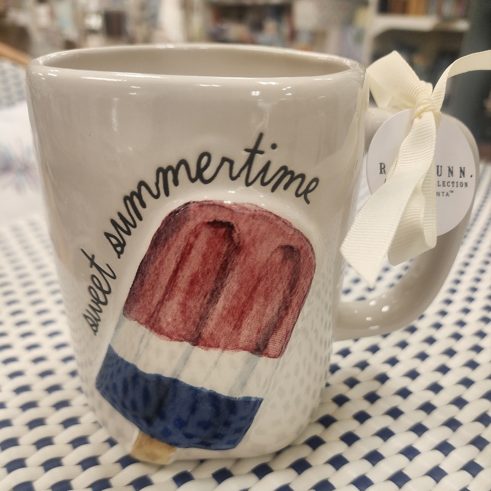 Rae Dunn Sweet Summertime Popsicle Mug - Red, Blue, White SUMMER